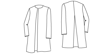 Technical drawing of the Soft Tailored Jacket PDF Sewing Pattern 615 to Download,