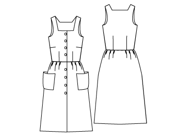 Technical drawing of the Sundress Sewing Pattern, the Online downloadable PDF sewing pattern 783