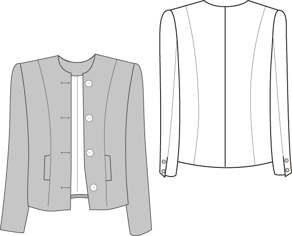 Boxy Jacket PDF sewing pattern technical drawing