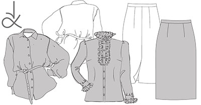 Angela Kane sewing patterns - Pencil Skirt and two shirt PDF sewing patterns