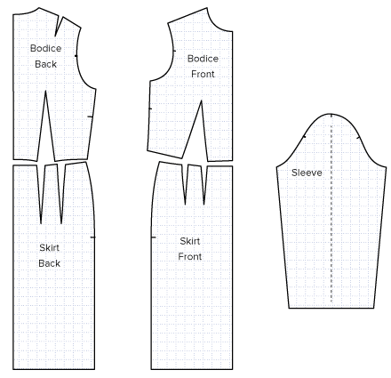Diagram of Sewing Pattern Drafting Block or Sloper. An online download PDF Sewing Pattern Drafting Block or Sloper 101.  An Angela Kane design.