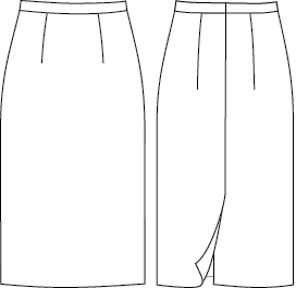 Pencil Skirt PDF sewing pattern technical drawing