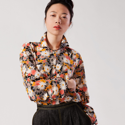 Photo of Classic Shirt Sewing Pattern 540 made in pure floral silk