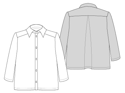 Cropped Shirt Sewing Pattern Tech Drawing