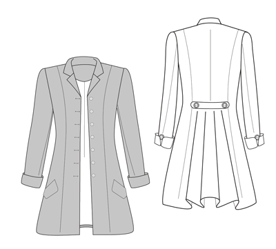 1740s frock coat for women Step 1 Pattern Drafting