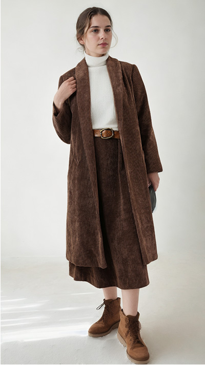 Sewing Pattern image, Shawl Collar Coat in corduroy from Angela Kane