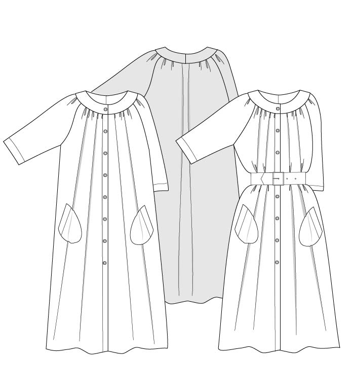 Sewing Pattern Shirtdress by Angela Kane, technical drawing