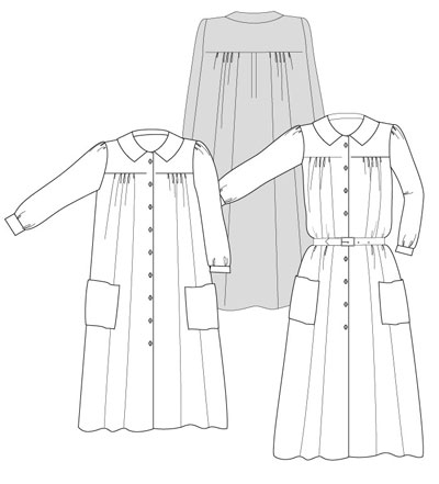Sewing Pattern tech drawing Shirtdress by Angela Kane
