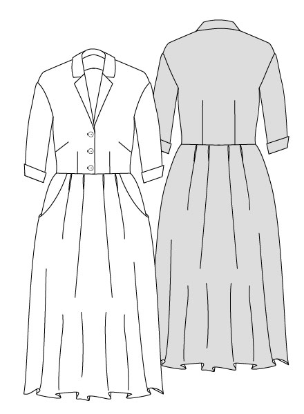 710 Shirtwaister Dress  PDF sewing pattern technical drawing