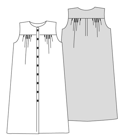 Sewing Pattern Shirtdress tech drawing by Angela Kane