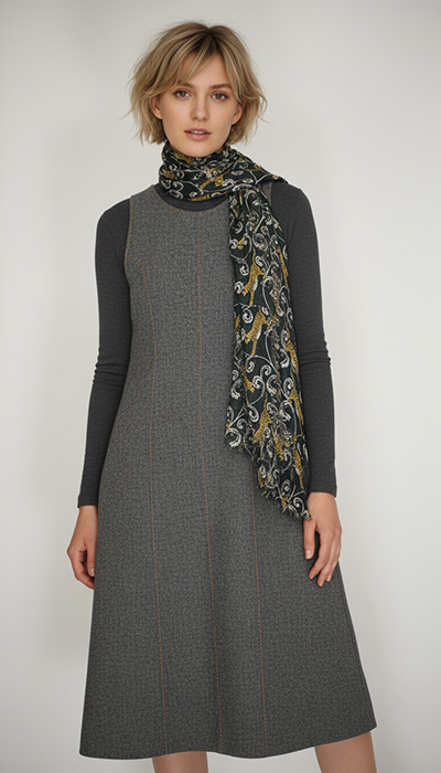 PDF Sewing Pattern 715 The Panel Dress worn by model, designed by Angela Kane