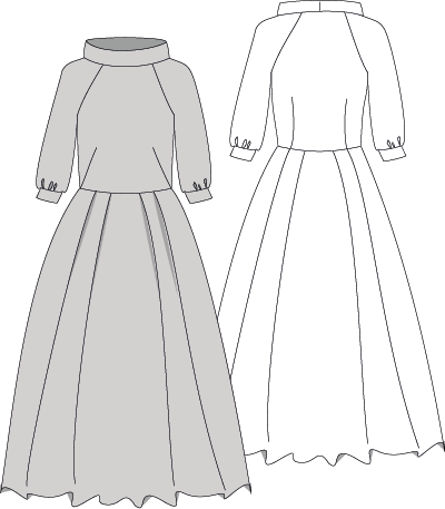 Sewing Pattern Tech Drawing, Winter Party Dress by Angela Kane